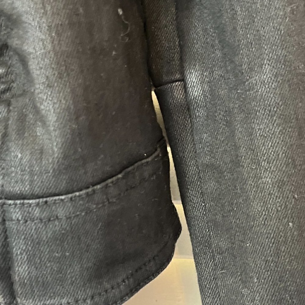 Free People Drape Front Coated Moto Jacket 2 black denim - Picture 4 of 14